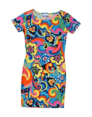 VINTAGE Damen Etuikleid UK 8 Small Mehrfarbig Blumen Polyester CR11