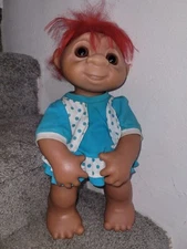 Vintage 1979 Thomas Dam Troll Doll Norfin #806 Rare Mohair Color Girl Posable