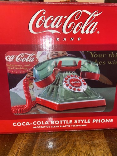 Coca Cola 2005 Vintage Bottle Style Green Red Push Button Phone W Box