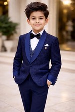 Boys Navy Blue 3-Piece Formal Suit Wedding, Birthday, Party, Photoshoot