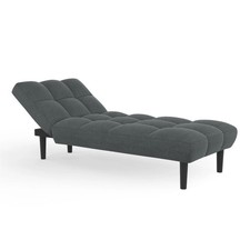 Méridienne clic clac capitonnée SALOME 80 x 180 cm en tissu gris anthracite