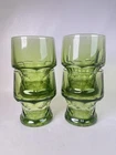 Set of 4 Vintage Anchor Hocking Olive Green 8 oz Georgian Juice Glasses