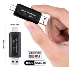 4-in-1 USB C SD Card Reader Dual Slot OTG Memory Card Adapter for TF/Micro SD
