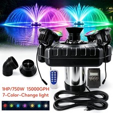 1HP Pond Fountain Aerator Pond Fountain Floating Aerator Pump 15000GPH w/4 Light