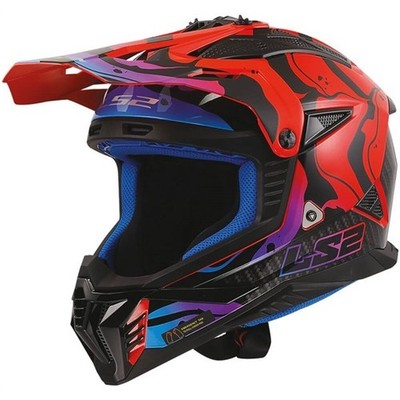 LS2 Gate II Wash Motorcycle Helmet | Red/Black/Blue | DOT ; ECE 22-06