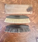 Set of 2 Antique French Travelers Brush Ebony Wood & Pig Bristle — photo 3