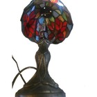 Tiffany Style 11 Inch Table Lamp Red Floral Stained Glass , Nightlight — photo 3