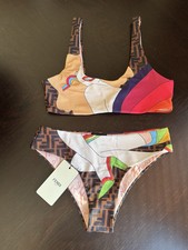 Costume da bagno bambina Fendi X Antonio Lopez FF monogramma arcobaleno taglia S