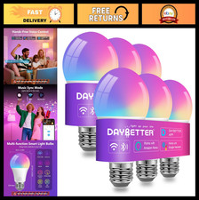Color Changing Smart LED Bulbs, Dimmable WiFi Bluetooth, Music Sync, 6 Pack, A19