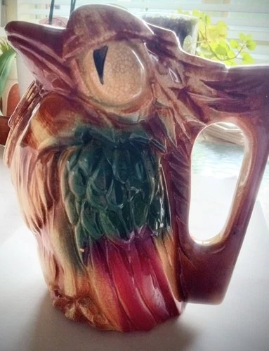 Vintage 1950s Nelson McCoy Pottery Kookaburra Parrot Bird Pitcher