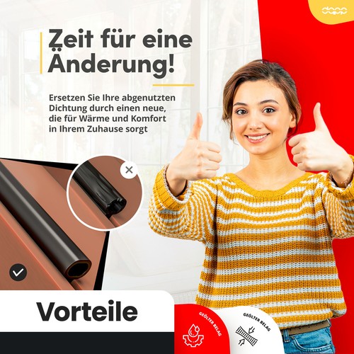 Fensterdichtung Gummidichtung 17 Type EPDM Fenster Dichtung Gummi Schwarz VEKA - Bild 4 von 26