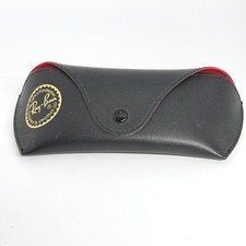 Ray Ban Sunglasses Case Black Red Faux Leather Snap Closure 100 UV Protection
