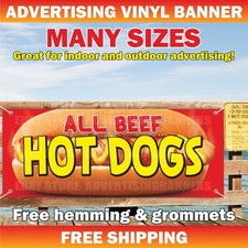 ALL BEEF HOT DOGS Advertising Banner Vinyl Mesh Sign street fast food hamburger
