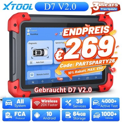 USED XTOOL D7 Profi KFZ OBD2 Diagnosegerät Scanner ALLE System ECU Codierung FCA