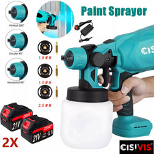 2 Battery Cordless Paint Sprayer Fence Wall Airless 21V HVLP Spray Gun UKCharger