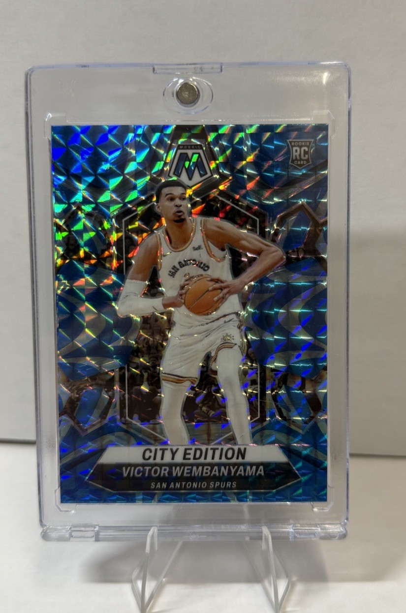 2023-24 Panini Mosaic Victor Wembanyama RC Blue Reactive City Edition Rookie