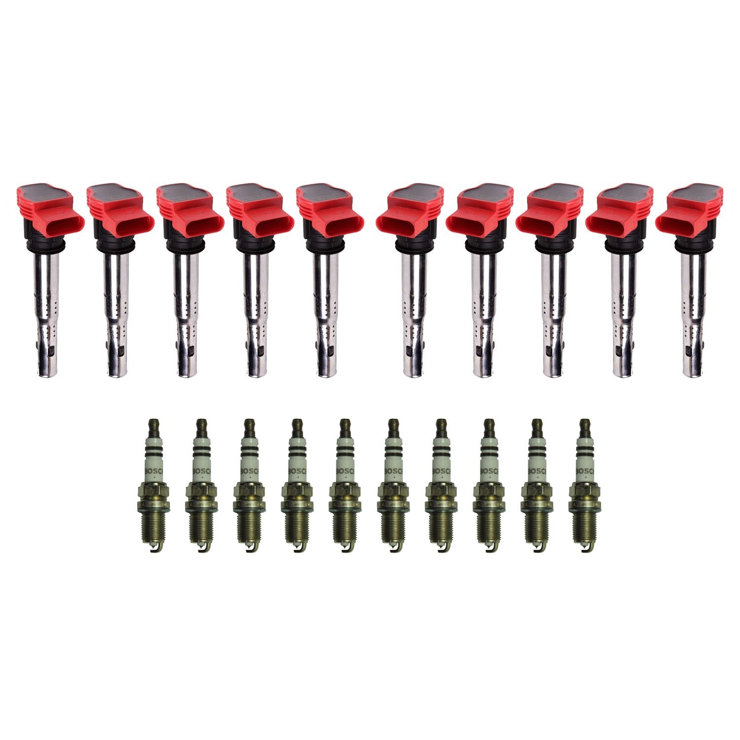 Eldor 10 Ignition Coils Bosch Platinum Spark Plugs Kit for Audi R8 5.2L V10