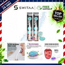 TUNG Brush Tongue Cleaner 2 Pack USA Made Bad Breath Scraper Dental Oral Care