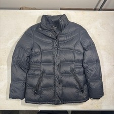 Diesel Girls Black Puffer Jacket Size 10/12 Down Fill Faux Fur Winter