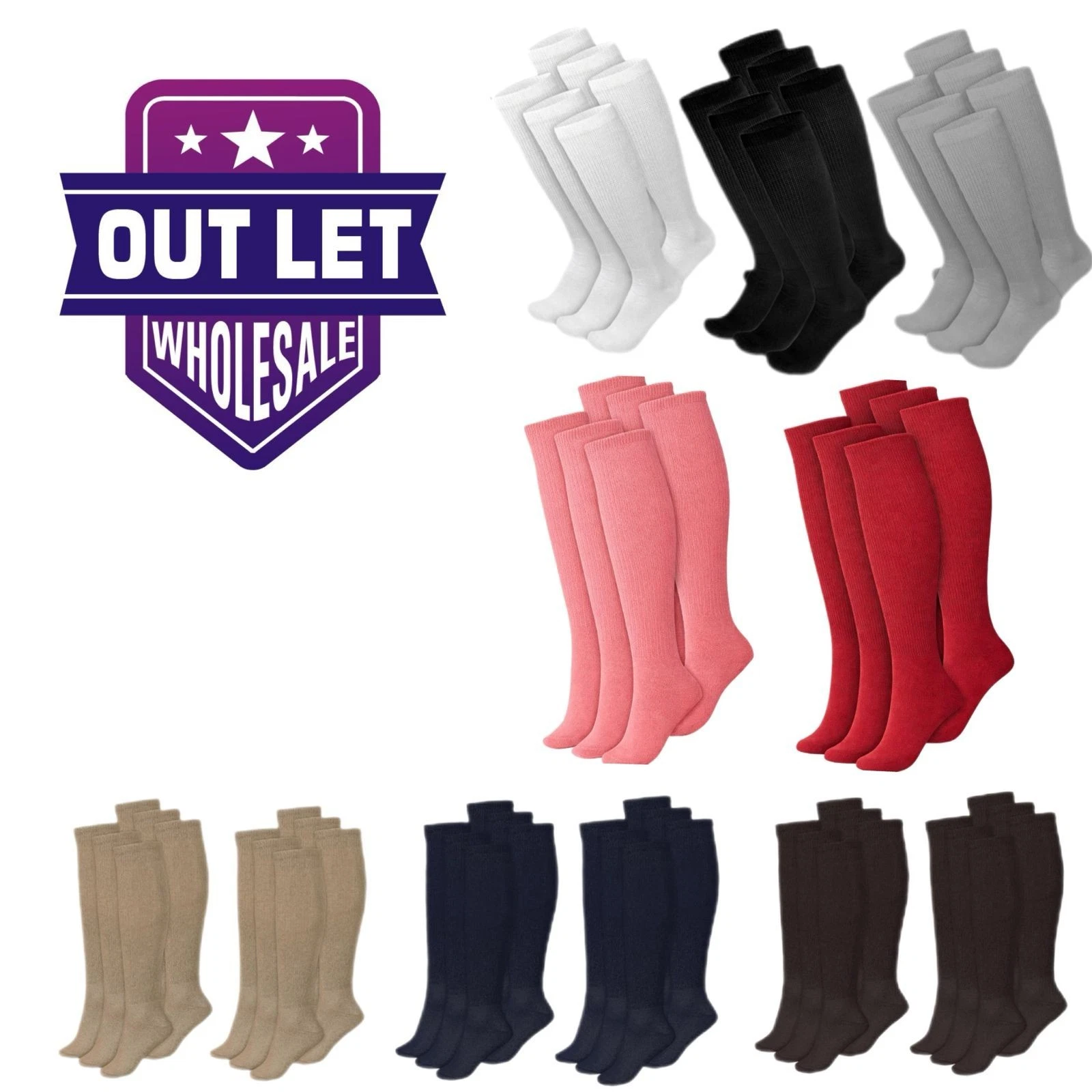 5-100 Dozens Wholesale Bulk Lots Men's Diabetic Over The Calf Socks 10-13 13-16
