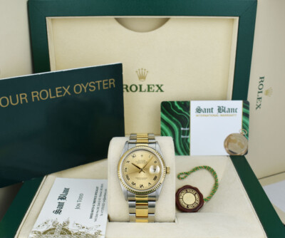 ROLEX 36mm 18kt Gold & Stainless Steel DateJust Champagne Dial 16233 SANT BLANC