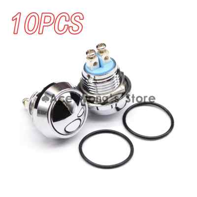 Start Horn Button Momentary Stainless Steel Metal Push Button Switch 10PCS 12mm