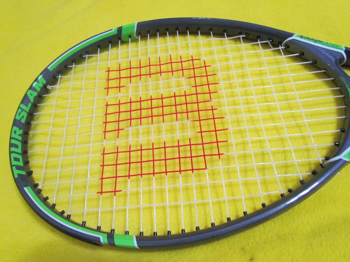 New Wilson Tour Slam Black/Green Strung Tennis Racquet 4 1/4