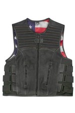 Leather US Men's Anthem Patriot Swat Biker Motorcycle Vest