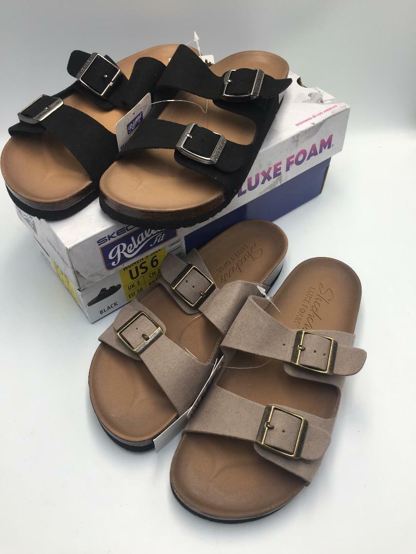 New Skechers Women's Granola Cork Footbed Two Strap Sandal with Luxe Foam |  eBay