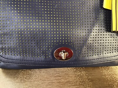 Coach Legacy Leather Dark Blue Dot Flap Swing Shoulder Bag | eBay