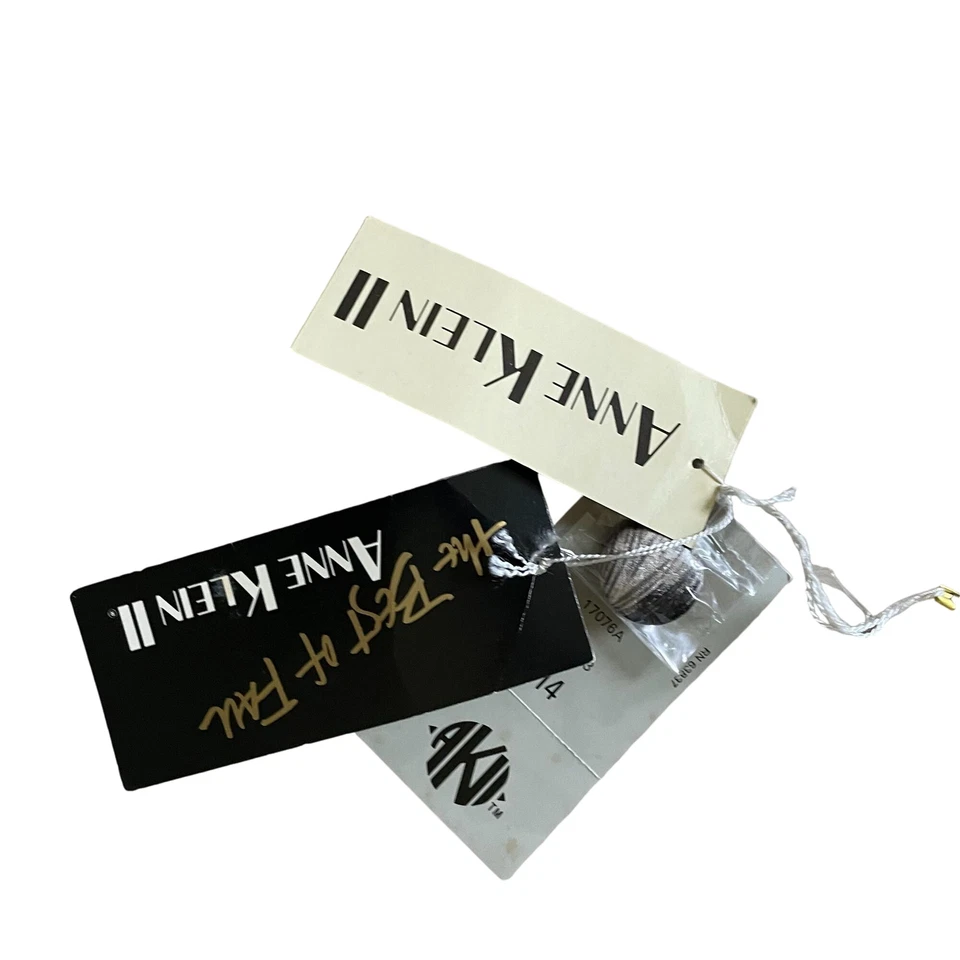 NUEVO CON ETIQUETAS Chaqueta Anne Klein Estampado Animal Seda Botón Frontal Mujer 14 Plateada Negra Foto 4 de 4