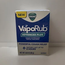 Vicks VapoRub Advanced Plus Cough Suppressant Topical Chest Rub 2.82oz Exp 10/25