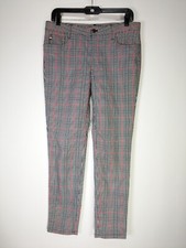 Tommy Hilfiger Size 8 Black Red Plaid Tapered Leg Ankle Pants