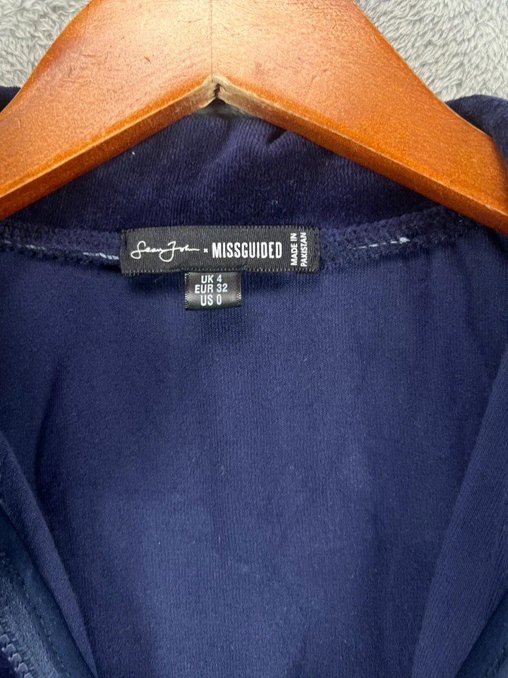 Vestido Sean John Missguided Talla 0 Mujer Mini Púrpura Terciopelo Terciopelo Manga Larga Foto 4 de 4