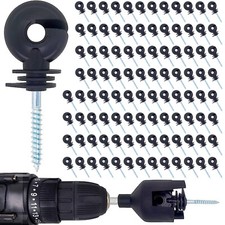 101Pcs Electric Fence Screw-In Ring Insulator Wire Hook Clip Wooden Post Stake