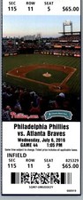 Atlanta Braves vs Philadelphia Phillies 7/6/2016 Ticket Aaron Nola