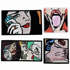 Funny Money Girls Patch for Adult 4Pcs Square Love Theme Iron/Sew on Applique...