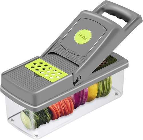 Tritatutto per Verdure 15 in 1 Affetta Efficientemente e Dadi Verdure con 8 Lame - Foto 8 di 8