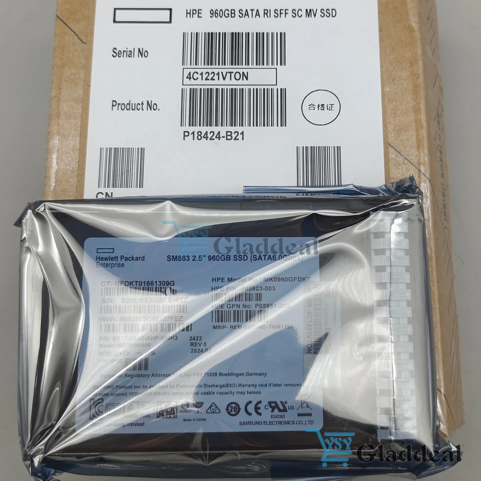 P18424-B21 HPE Sub PN NEW SEALED HPE 960GB SATA 6G RI SFF SC MV SSD - Image 2 of 4