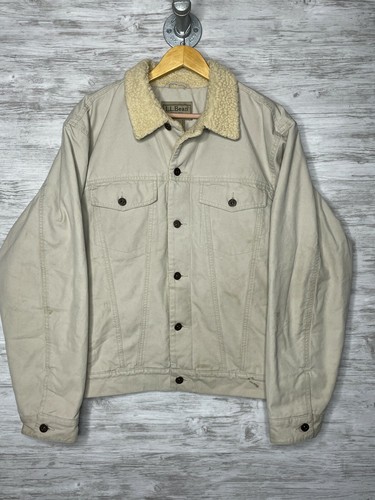 LL Bean Jacket Mens Large Tan Denim 