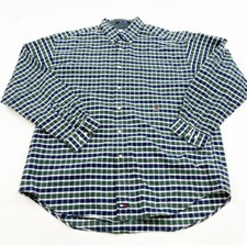 Tommy Hilfiger Shirt Mens XL Plaid Crest Logo Button Front Down Vintage