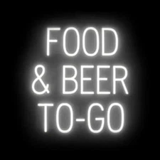 SpellBrite FOOD & BEER TO-GO Sign | Neon Sign Look, LED Light | 21.9" x 23.8"