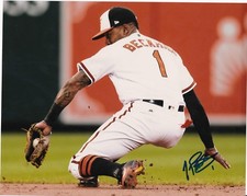 TIM BECKHAM  BALTIMORE ORIOLES    ACTION SIGNED 8x10