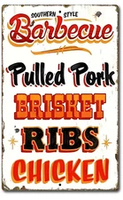 Sign Metal Advertisement  Backyard BBQ Wall Art With Decor Pool Smoker Bar Grill