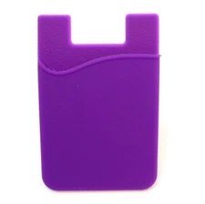 Stick-On Adhesive Silicone Cell Phone Card Holder PURPLE