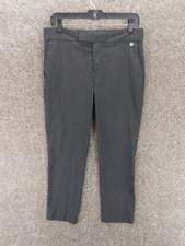 CHAPS Dress Pants Women 8 Black White Striped Mid Rise Straight Leg Pockets