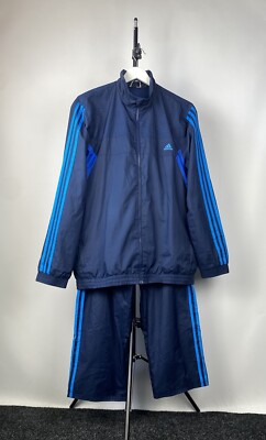 Vintage Adidas Blue Tracksuit Jacket + Pants y2k Men's L Size | eBay
