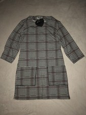 DOLLS PARIS WHITE RED BLACK CHECK TARTAN 3/4 SLEEVE SMOCK TUNIC TEA DRESS M/L