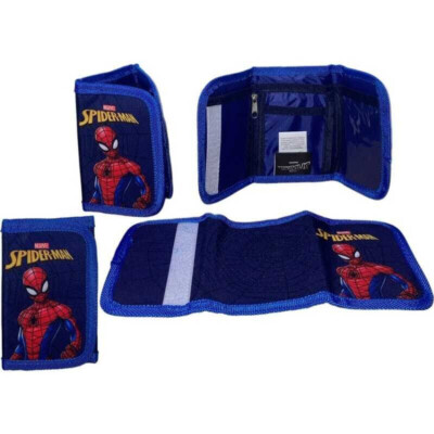Portafoglio Tri Fold Blu In Tela Moderna Di Spiderman Marvel Blu