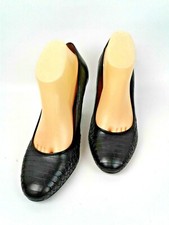 Antonio Melani Womens US Size 11 Black Leather 3.5" Heels w/Decorative Weave